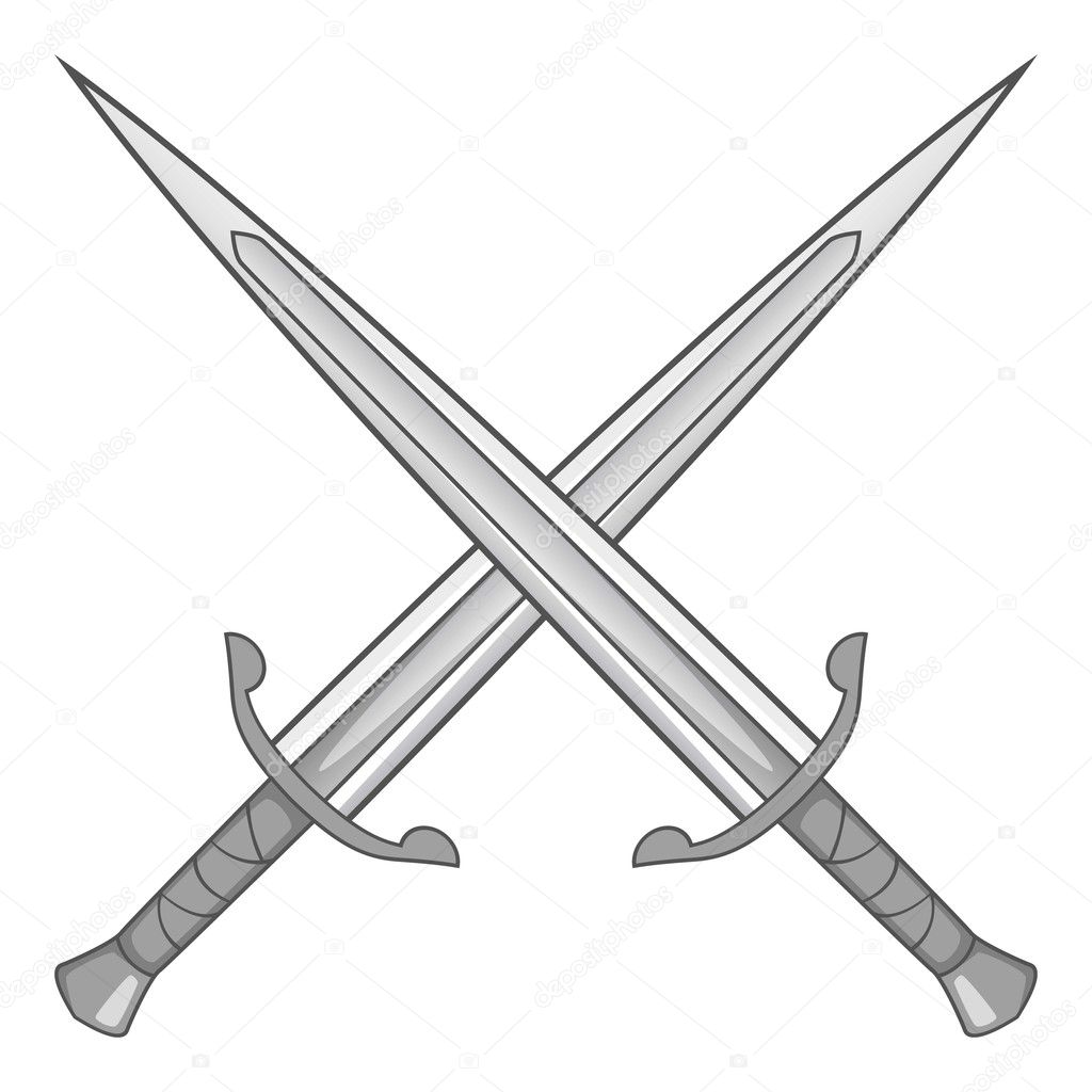 Coleção de conjunto de espadas de espada de cavaleiro cruzado design de  desenho animado de arma antiga