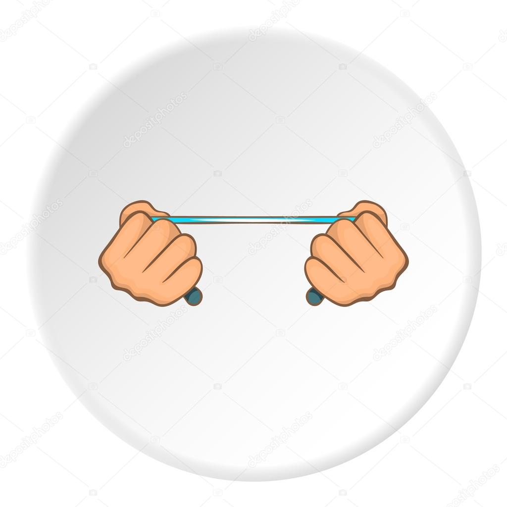Hands stretch expander icon, cartoon style