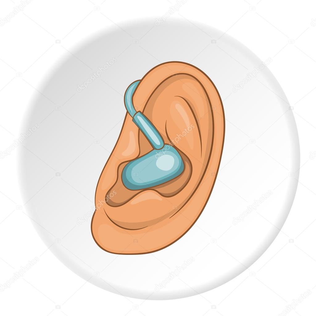 Hearing aid icon, cartoon style