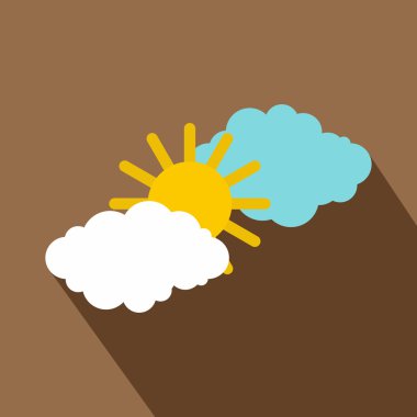 Güneş ve bulut simgesi, düz stil