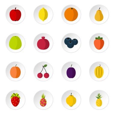 Meyve Icons set, düz stil