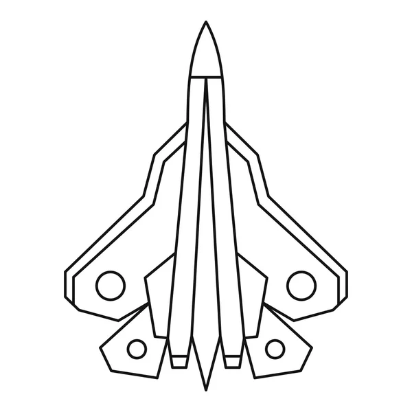 Icône avion de chasse militaire, style contour — Image vectorielle