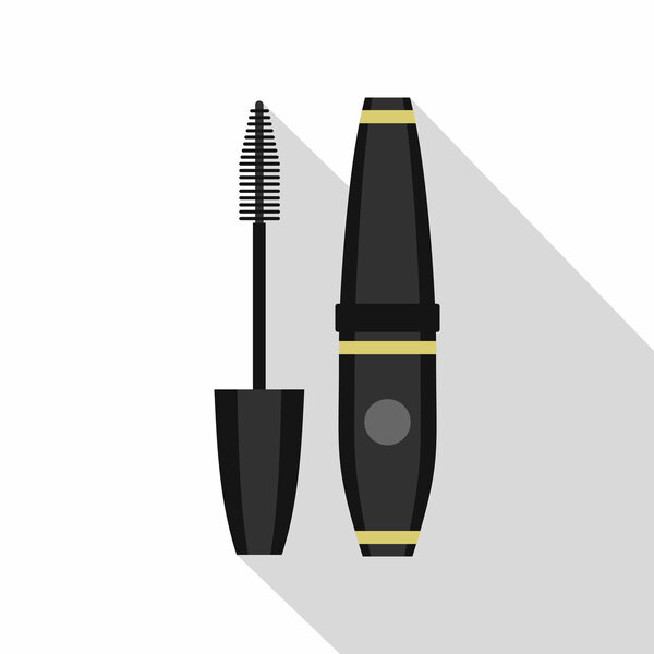 Black mascara icon, flat style