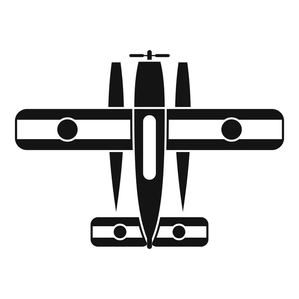Icona aeroplano con sci, stile semplice — Vettoriale Stock