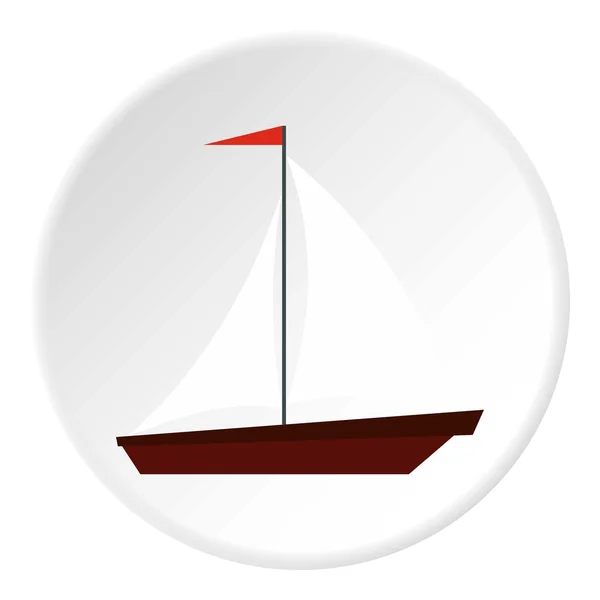 Boot met zeilen pictogram, vlakke stijl — Stockvector