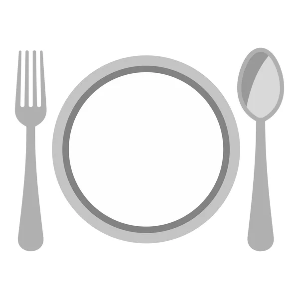 板的勺子和叉子图标，平面样式 — 图库矢量图片