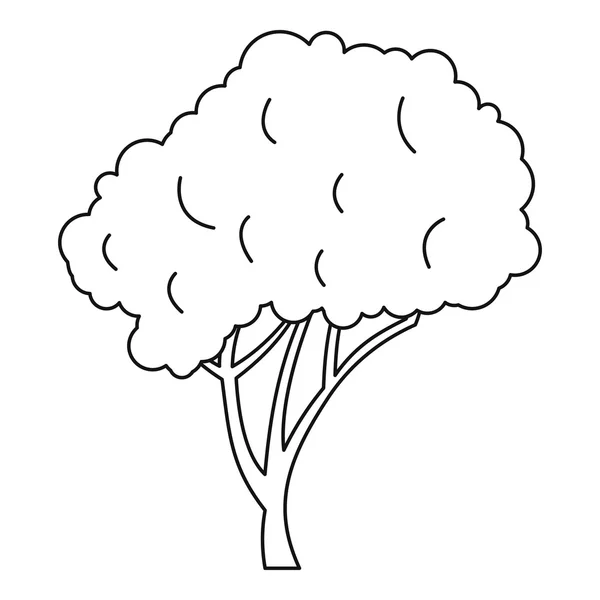 Árbol con un icono de corona redondeada, estilo de contorno — Vector de stock