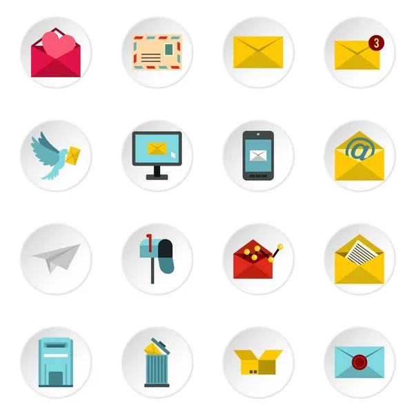 Ícones de e-mail conjunto de ícones, estilo plano — Vetor de Stock