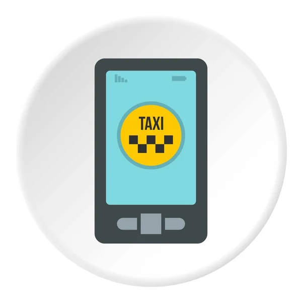Táxi aplicativo no ícone do telefone, estilo plano —  Vetores de Stock