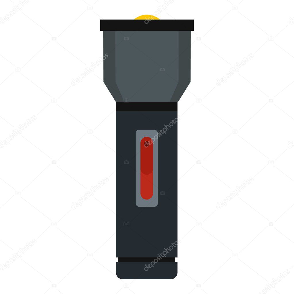 Electric flashlight icon, flat style