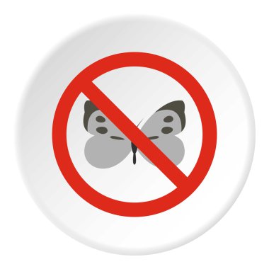 Yasak işareti simgesi, düz stil kelebek