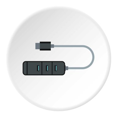 USB hub simgesini, düz stil