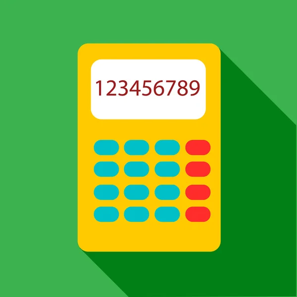Yellow calculator icon, flat style — ストックベクタ