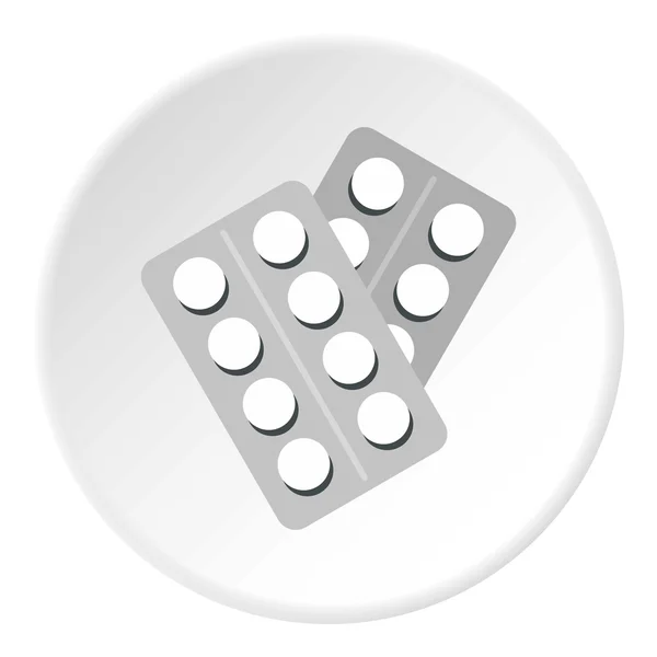 Pillen in pakketpictogram, vlakke stijl — Stockvector