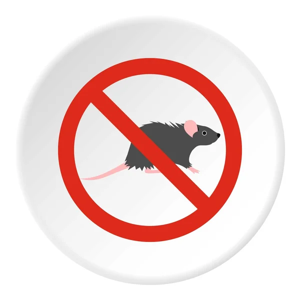 Icono del ratón signo de prohibición, estilo plano — Vector de stock