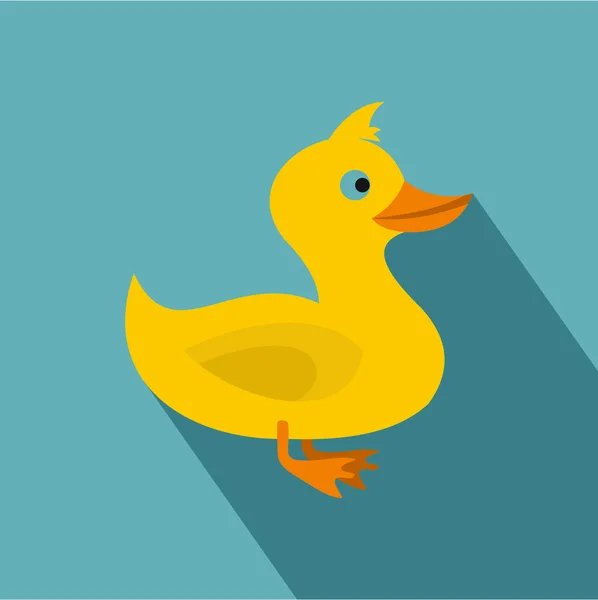 Žlutá ikona kachničky, plochý styl — Stockový vektor