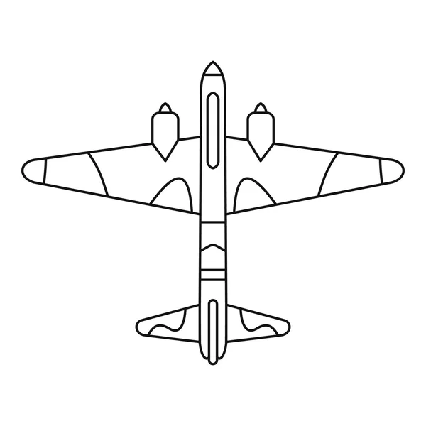 Icono de avión de combate militar, estilo de esquema — Vector de stock