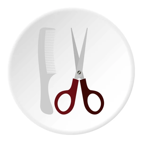 Scissors and comb icon, flat style — Stock Vector