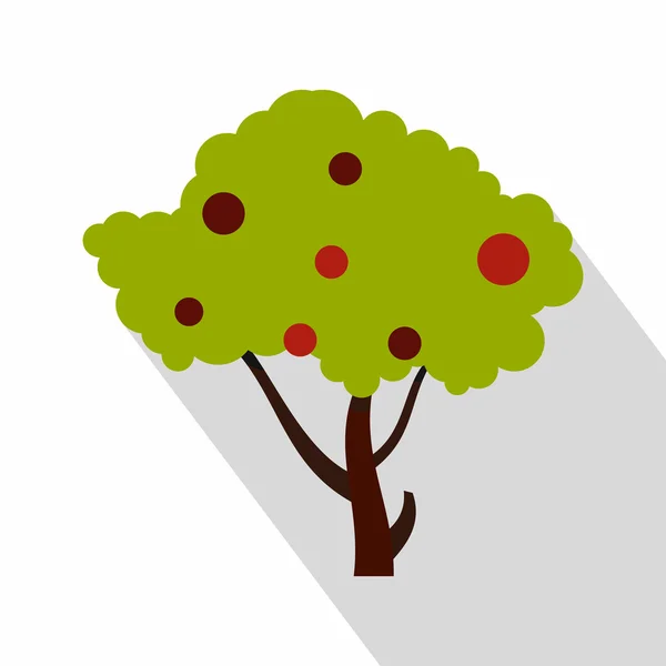 Pommier avec icône de pommes rouges, style plat — Image vectorielle