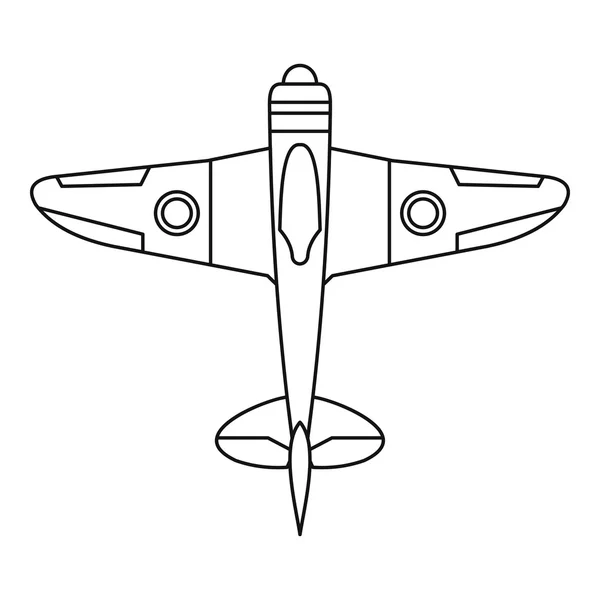 Military fighter plane icon, outline style — Stock Vector