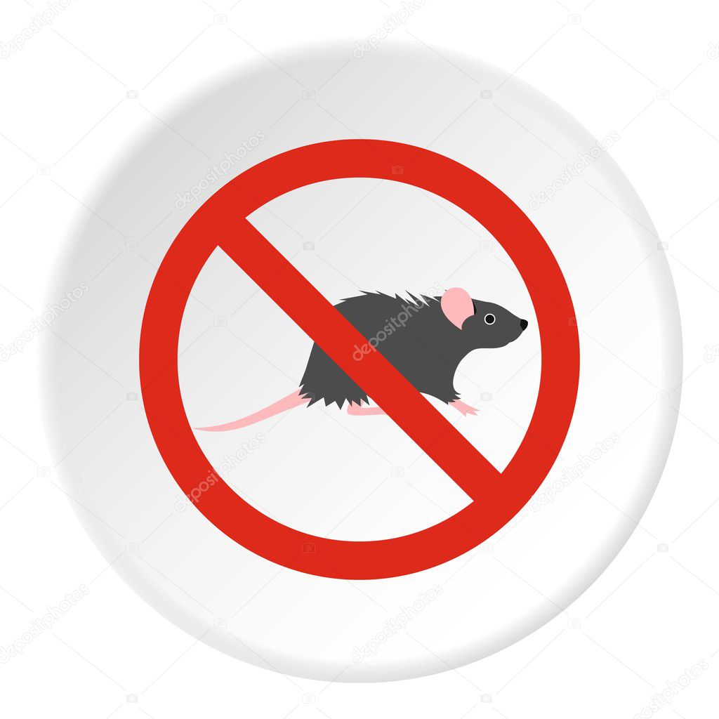 Prohibition sign mouse icon, flat style