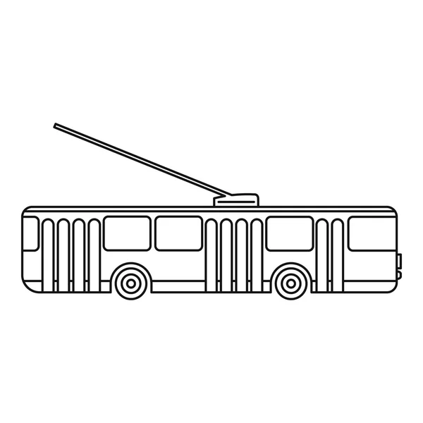 Иконка троллейбуса, стиль контура — стоковый вектор
