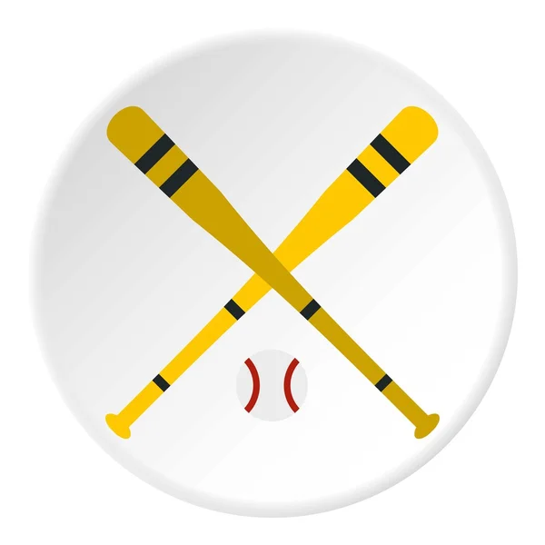 Bate de béisbol y el icono de la bola, estilo plano — Vector de stock