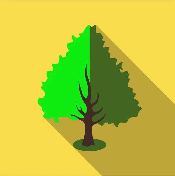 Fluffy green tree icon, flat style — ストックベクタ