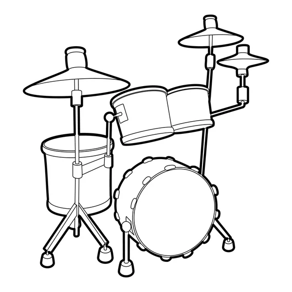 Icône du tambour, style isométrique contour — Image vectorielle