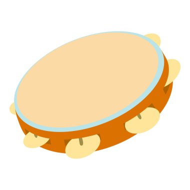 Tambourine icon, cartoon style clipart