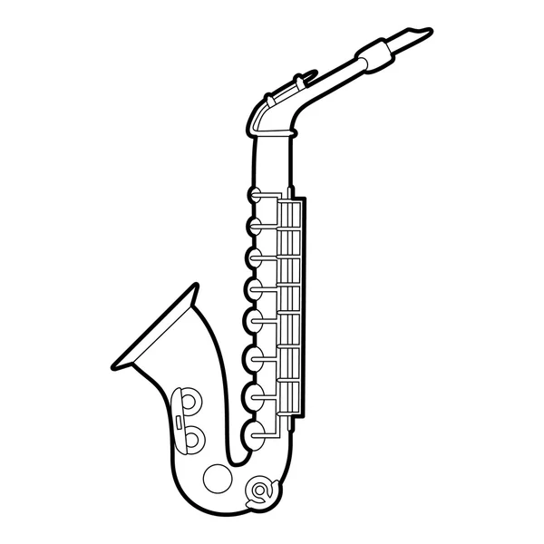 Saxophone icon, outline style — Stock Vector