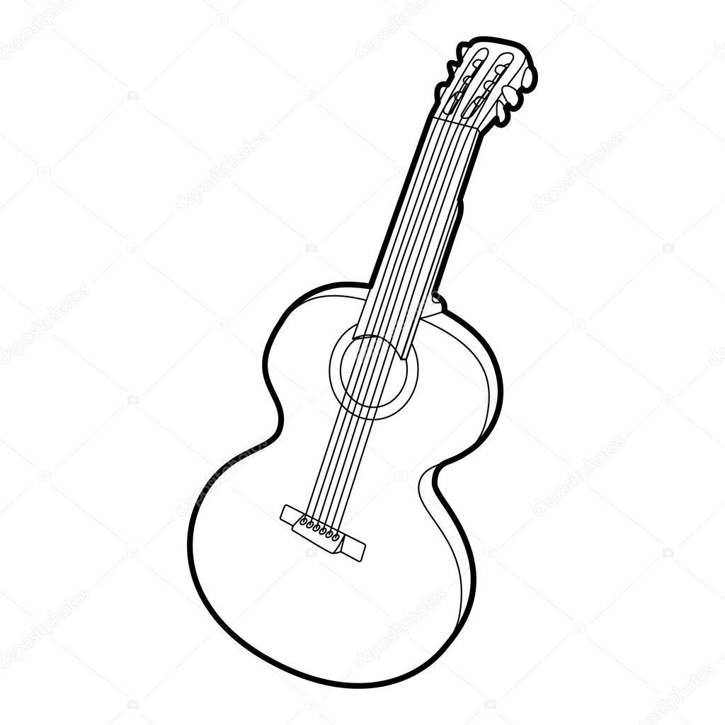 Guitar icon. Outline isometric illustration of guitar vector icon for web