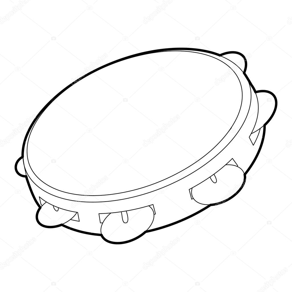 Tambourine icon, outline isometric style