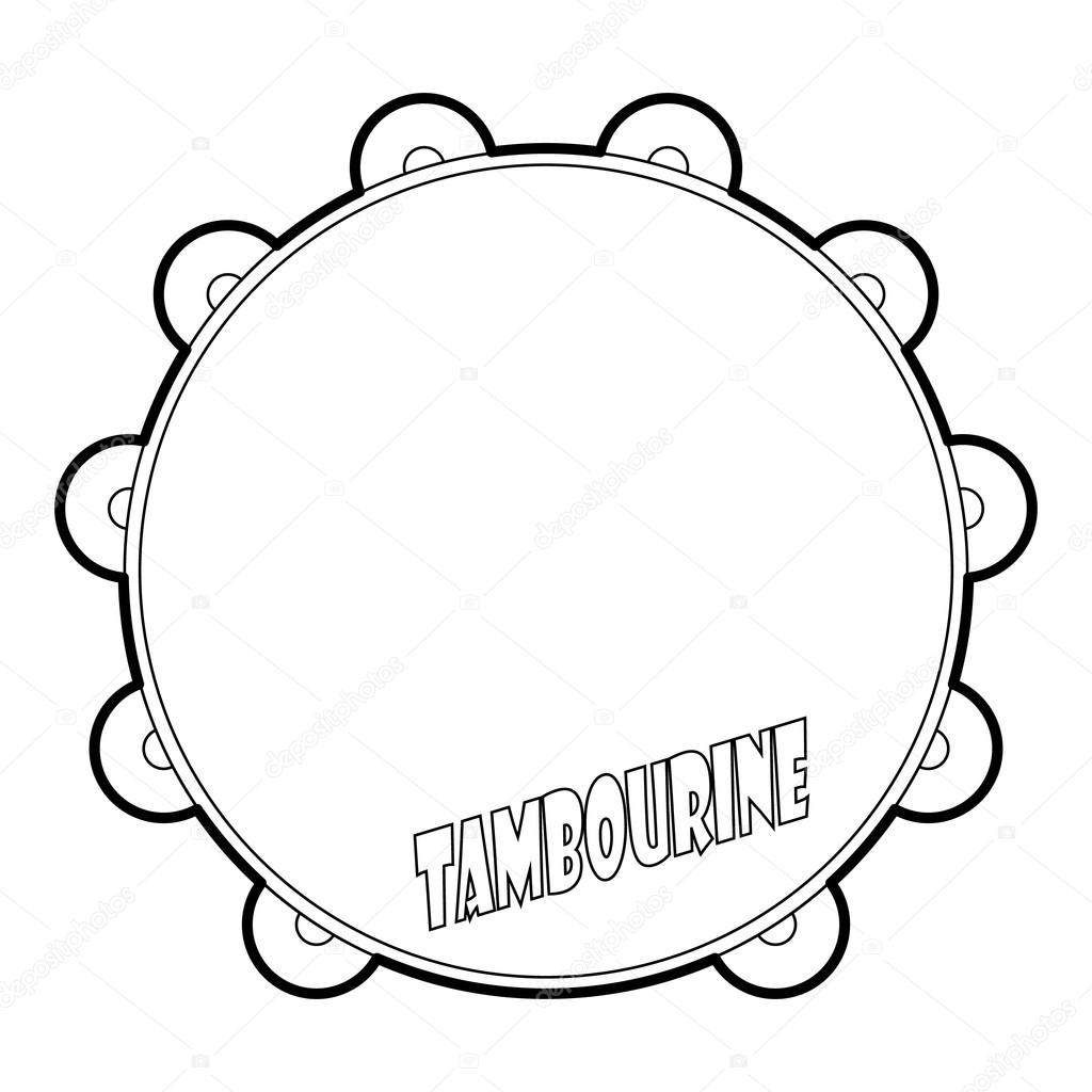 Tambourine icon, outline style