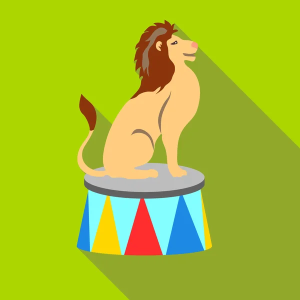 León circo icono sentado, estilo plano — Vector de stock