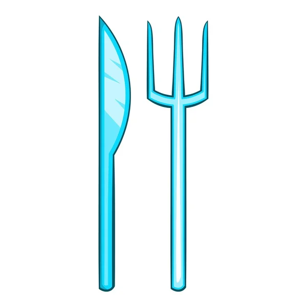 Knife and fork icon, cartoon style — Stock Vector