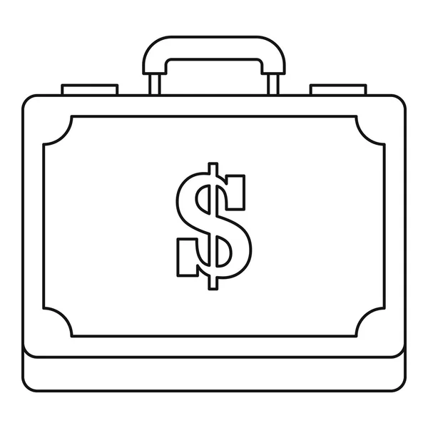 Koffertje vol geld pictogram, Kaderstijl — Stockvector