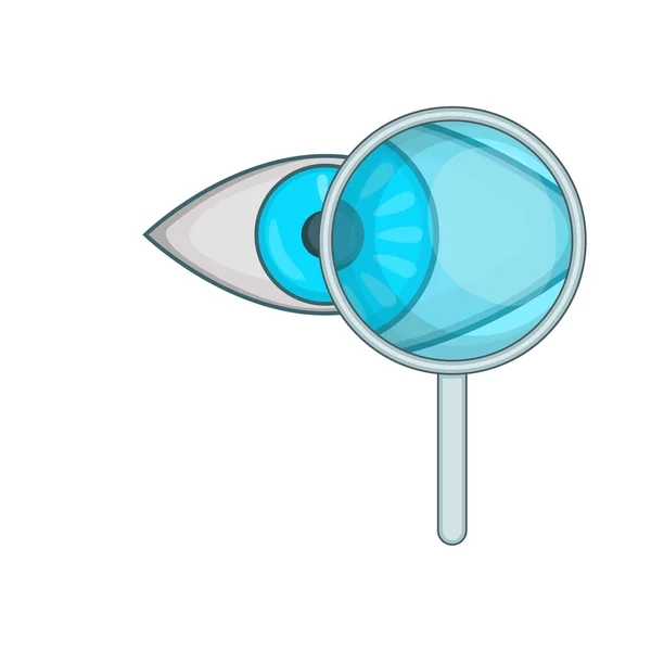 Eye exam and magnifying glass icon, cartoon style — Stock vektor