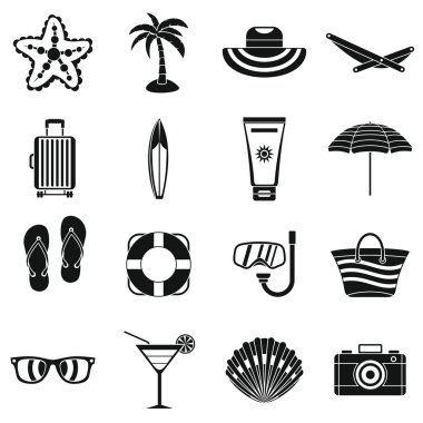 Yaz dinlenme Icons set, basit tarzı