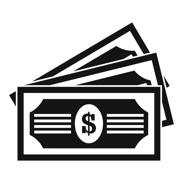 Trzy Dolar rachunki ikona, prosty styl — Wektor stockowy