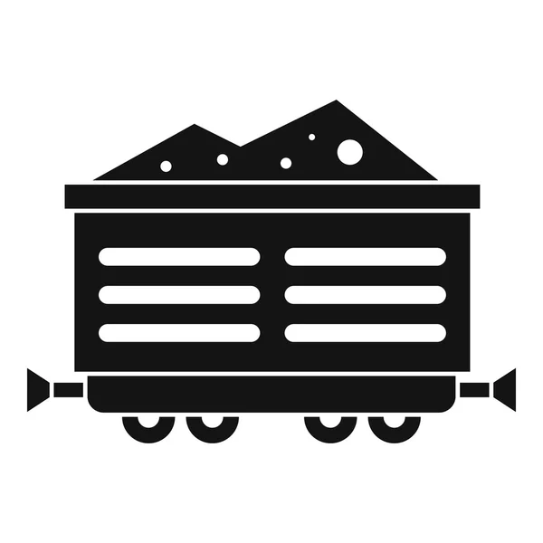 Vonat waggon szén ikonnal, egyszerű stílus — Stock Vector