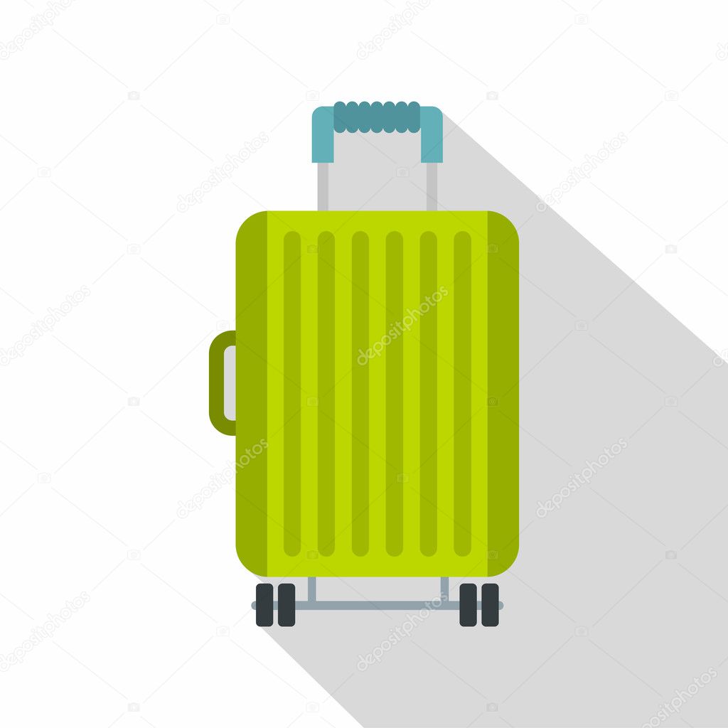 Suitcase on wheels icon, flat style