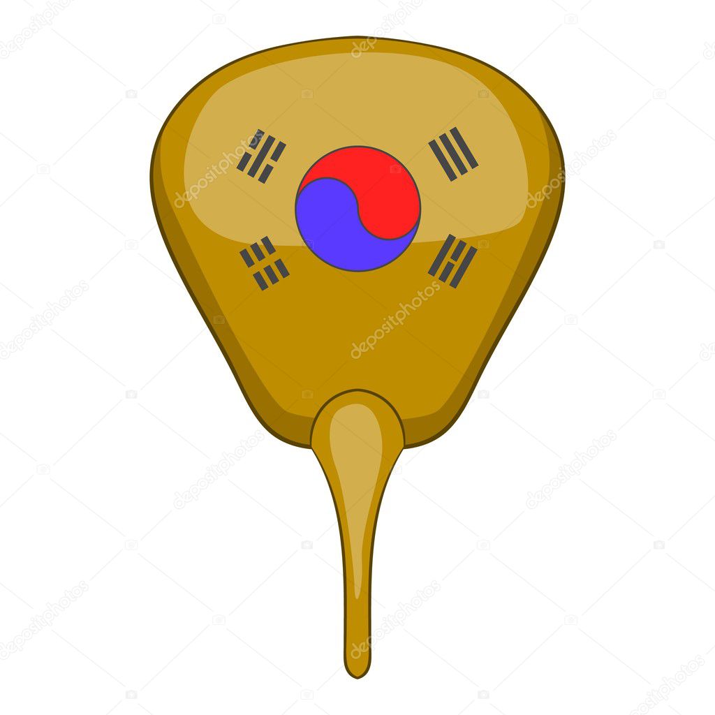 Korean hand fan icon, cartoon style