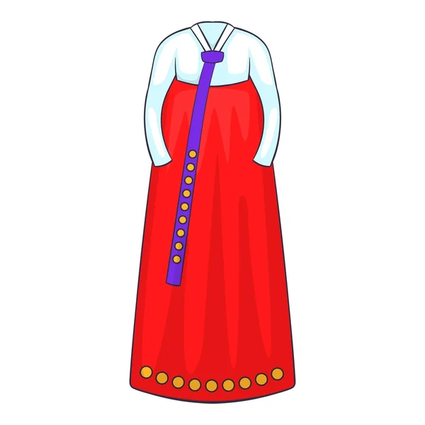 Ícone de vestido tradicional coreano, estilo cartoon — Vetor de Stock