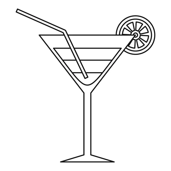 Pictograma cocktail-ului pe plajă, stil contur — Vector de stoc