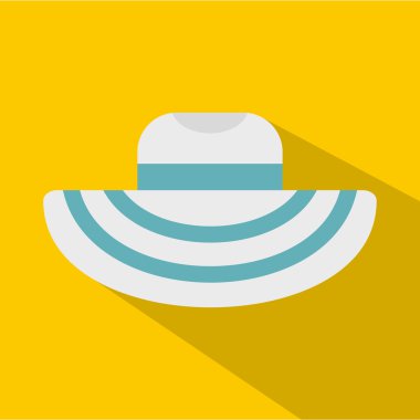 Kadınlar plaj şapkası ikonu, düz stil