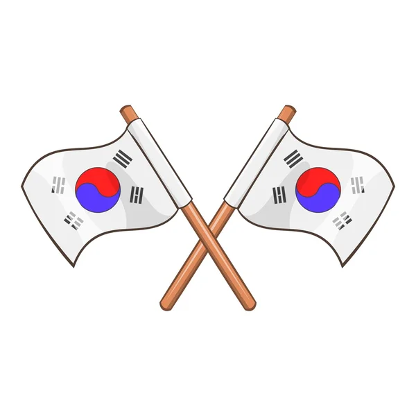 Значок флагов Южной Кореи, стиль мультфильма — стоковый вектор