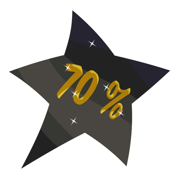 Label sterren zeventig procent korting pictogram — Stockvector