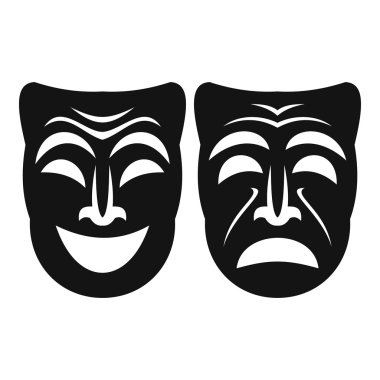 Mutlu ve hüzünlü maske simgesi, basit tarzı