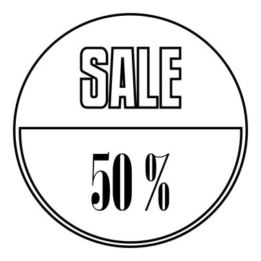 Satılık etiket 50 yüzde simgesi, anahat stili